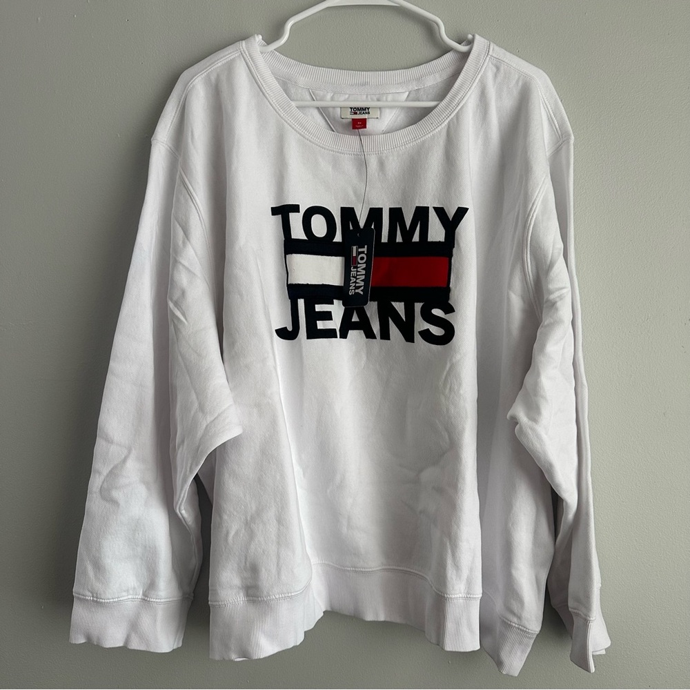 Tommy Hilfiger Jeans Flag Women Crewneck White Sweatshirt Sz 3X New 3xl Womens